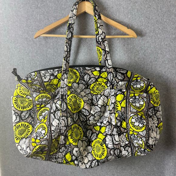 Vera Bradley Duffel Bag Retired Citron Travel Weekender Quilted White Green Tote - Picture 5 of 13